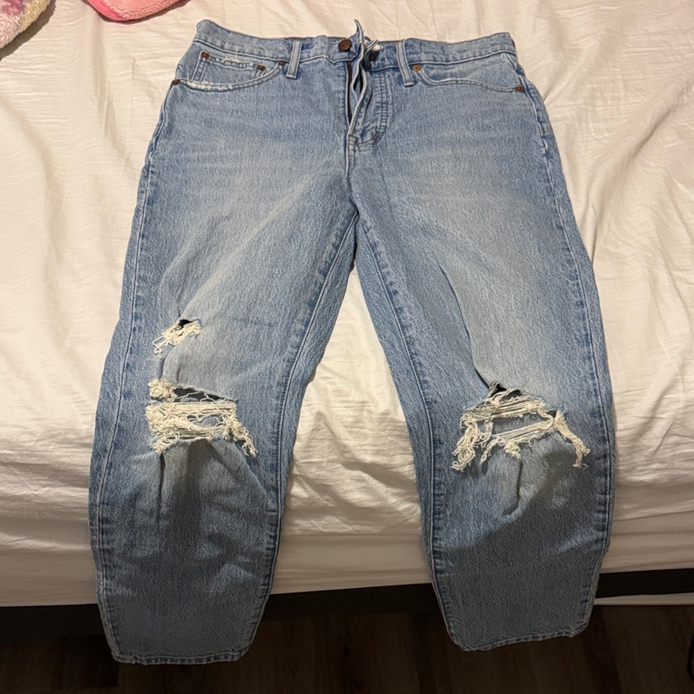 Madewell Light Blue Ripped Boyfriend Jeans